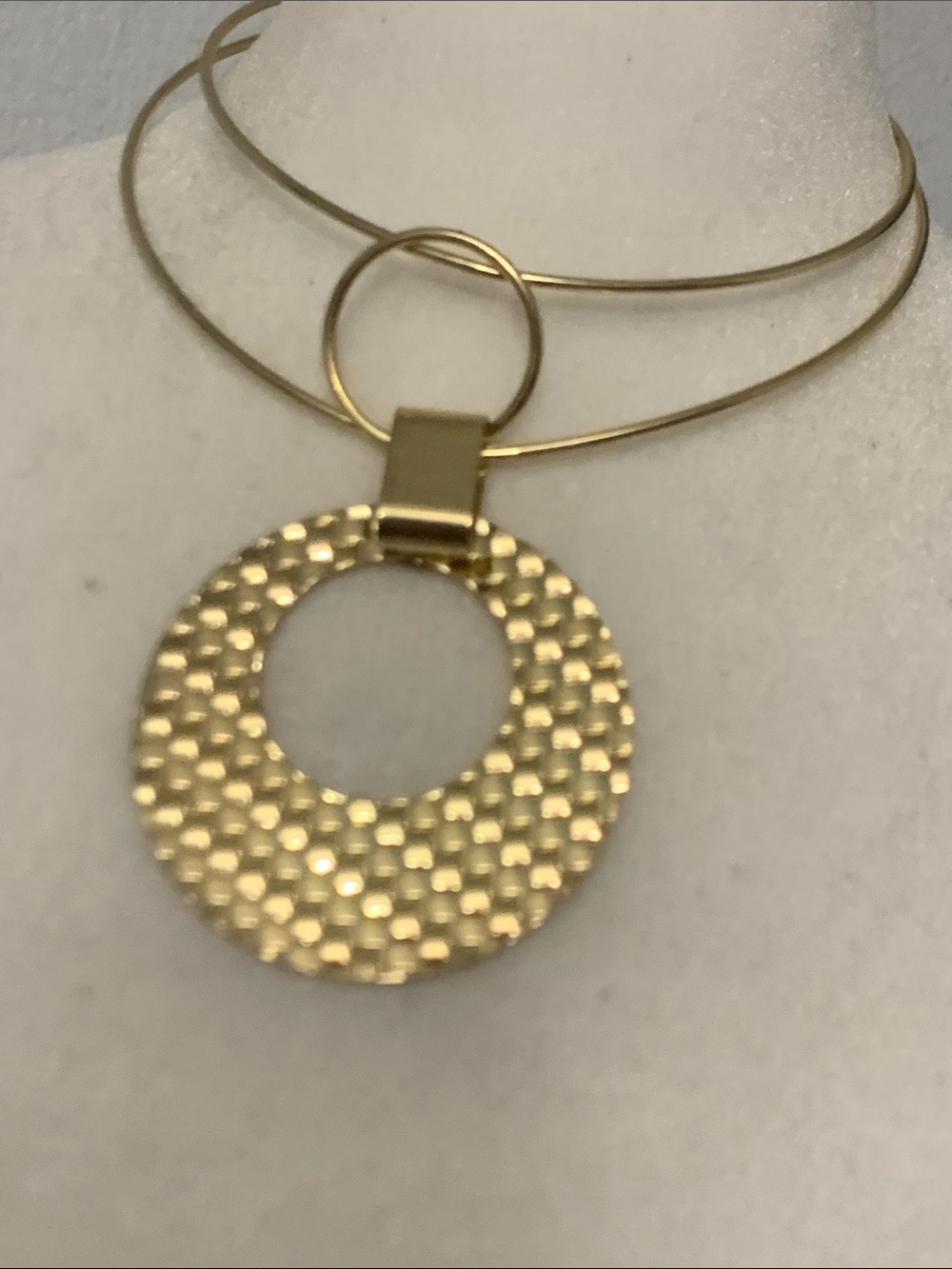 NWOT Gold Textured Disc Pendant Necklace - Women Jewelry